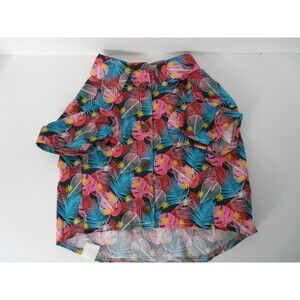 Hawaiian Dog Shirt M Leaf Print with Faux Button Closure Colorful